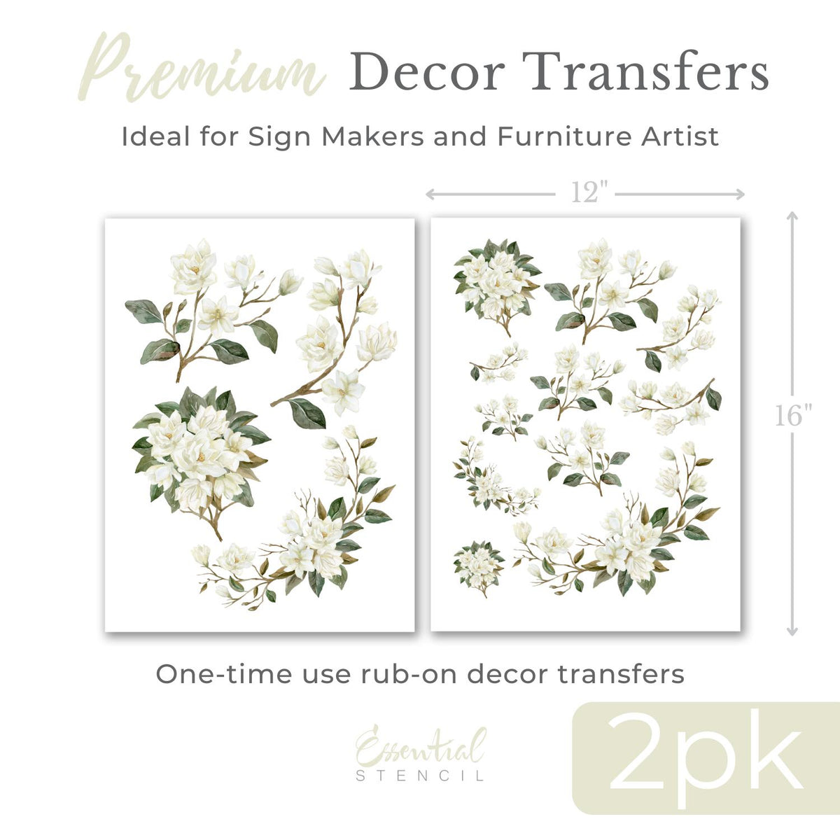 Magnolia Rub-on Transfer-Rub-on Transfer-Essential Stencil