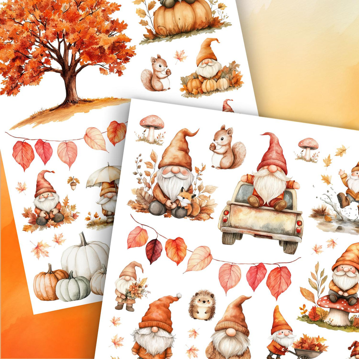 Fall Forest Gnome Rub-on Transfer Set-Rub-on Transfer-Essential Stencil