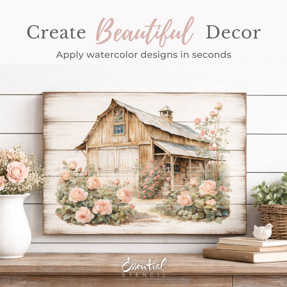 Blush Rose Barns Rub-On Transfer Set-Rub-on Transfer-Essential Stencil