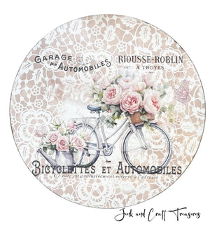 Fleurs et Bicyclettes (Flowers & Bicycles) Rub-on Transfer-Rub-on Transfer-Essential Stencil