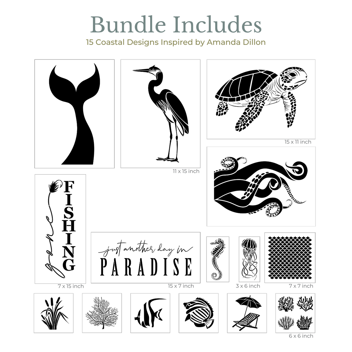 Amanda Dillon's Coastal Stencil Bundle-Stencils & Die Cuts-Essential Stencil
