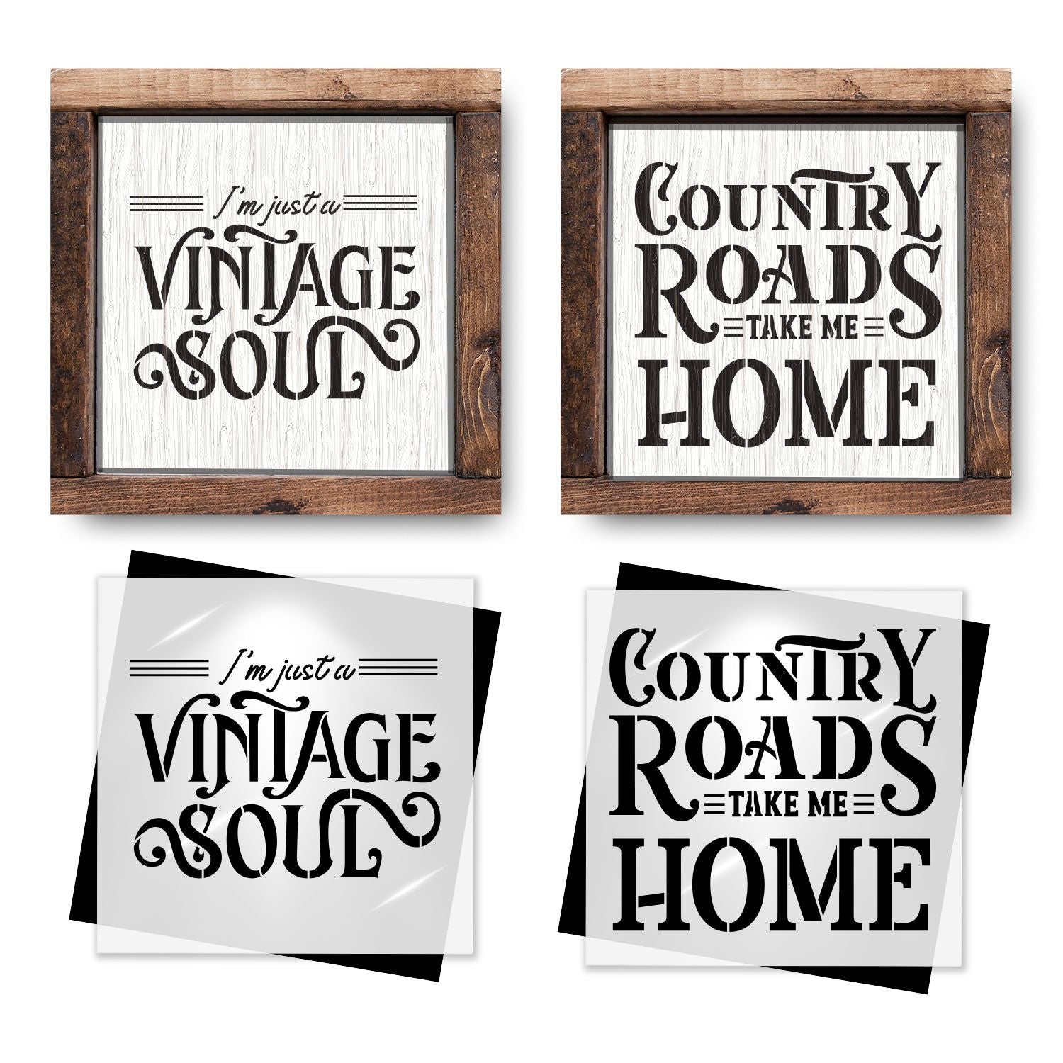 Country Roads & Vintage Soul Mini Stencil Set (2pk)-Collaboration-Essential Stencil