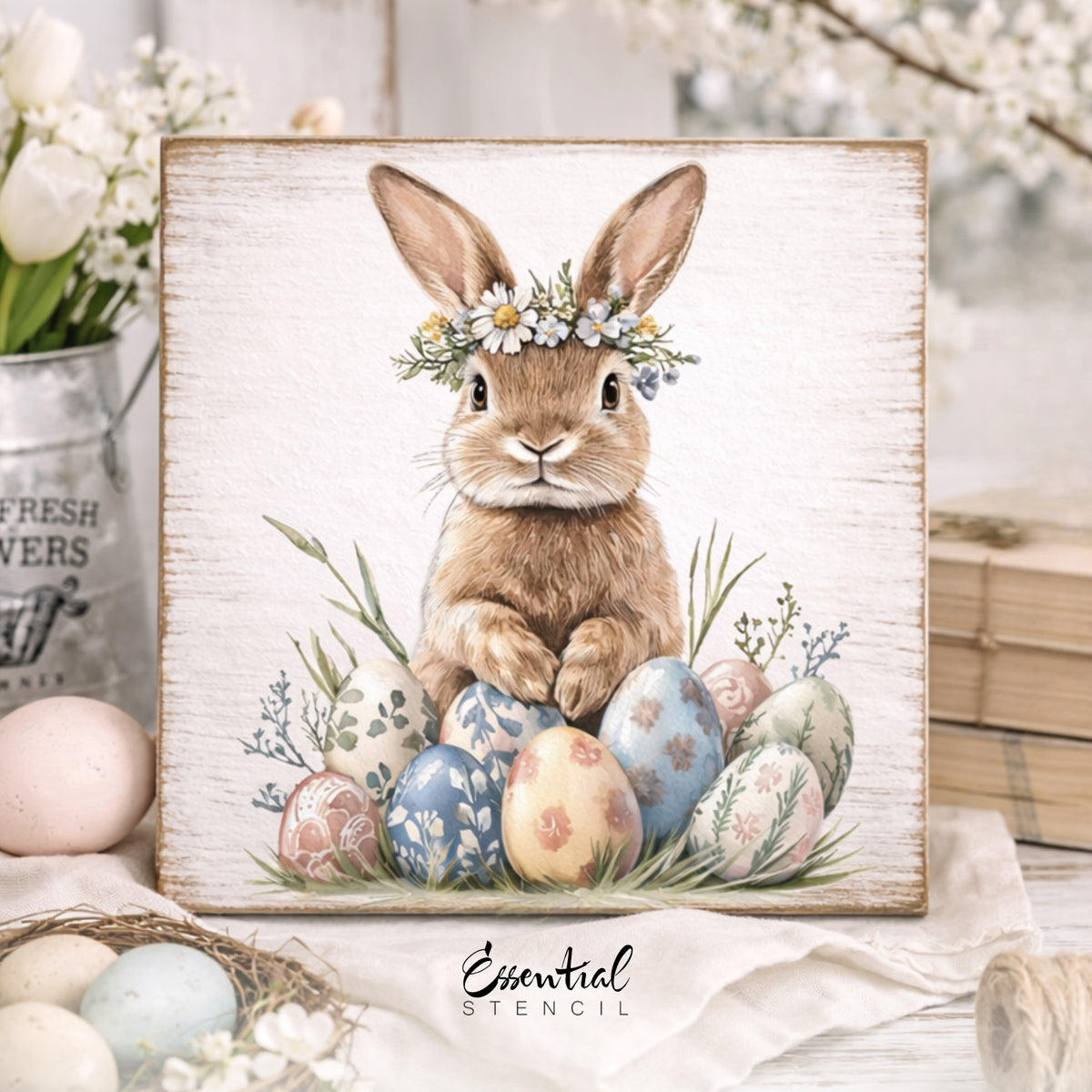 Wildflower Bunnies Rub-On Transfer Set-Rub-on Transfer-Essential Stencil