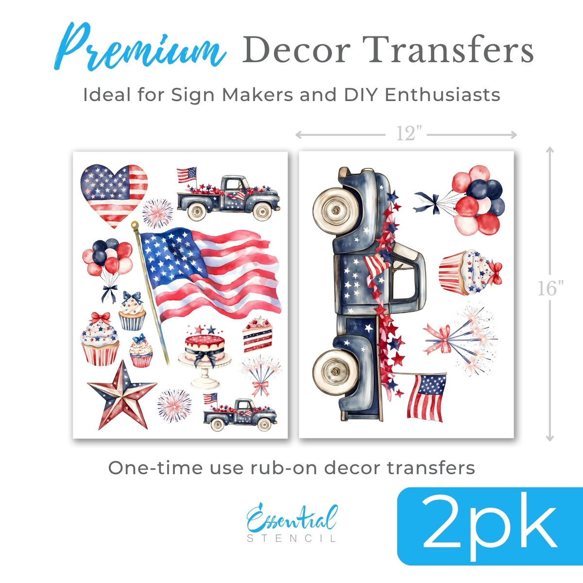 Patriotic 2026 Rub-On Transfer Bundle-Patriotic-Essential Stencil