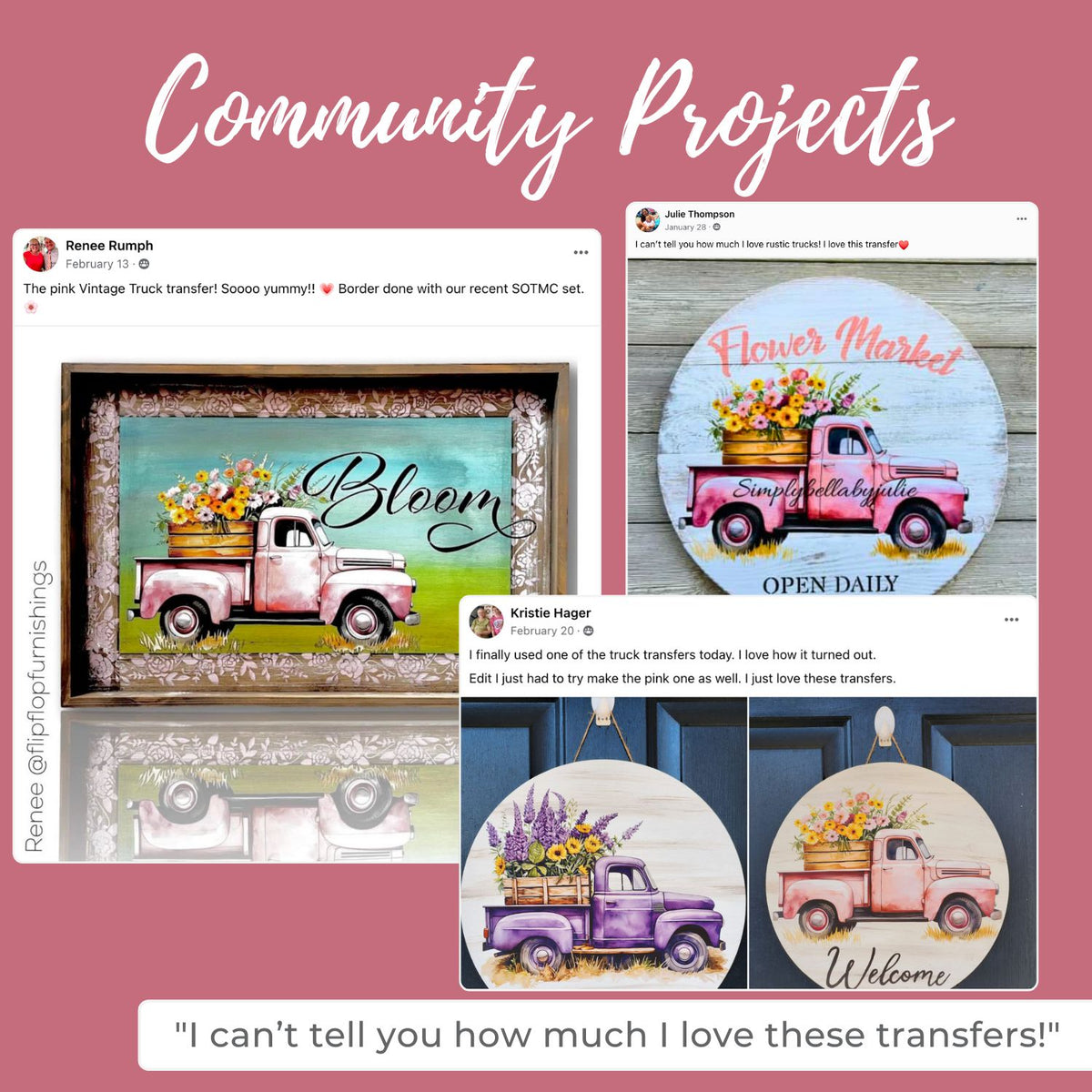 Spring Vintage Trucks Rub-on Transfer-Rub-on Transfer-Essential Stencil