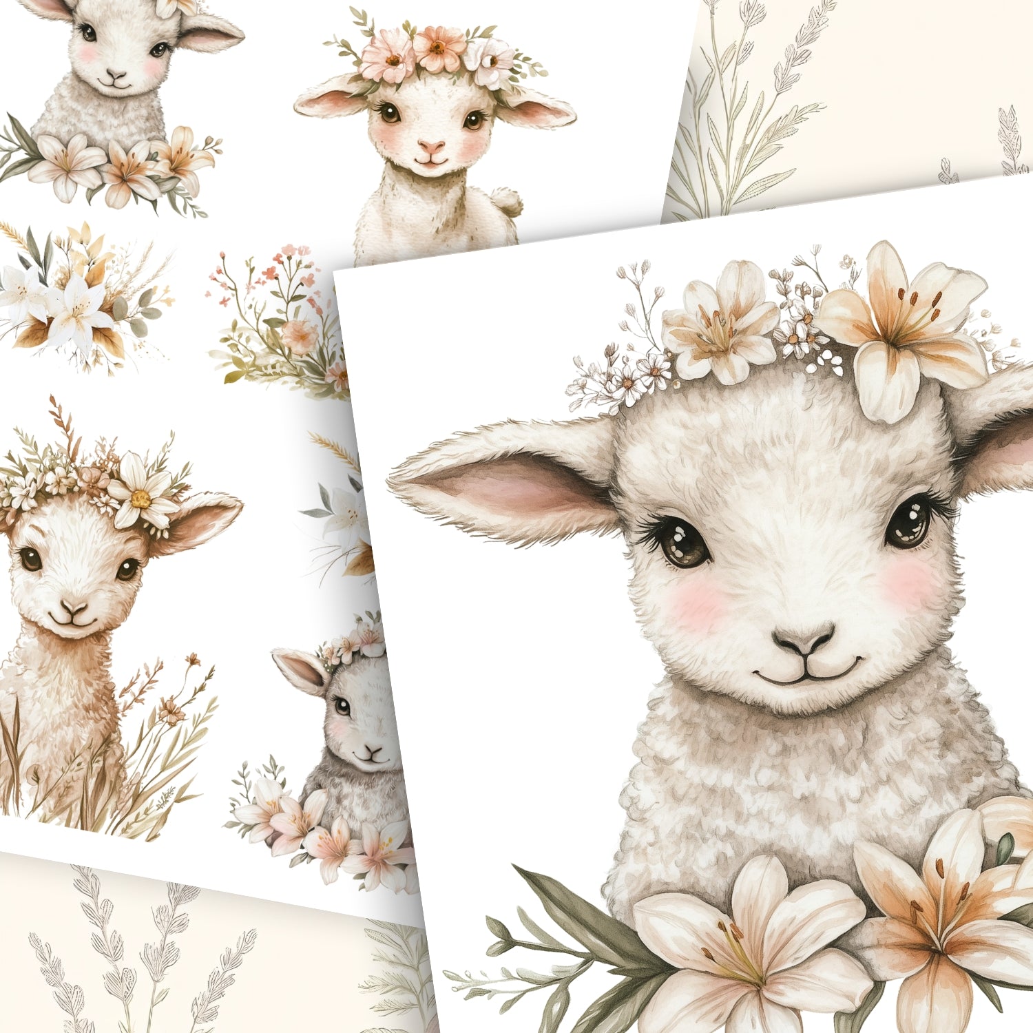 Lambs & Lilies Rub-On Transfer Set-Rub-on Transfer-Essential Stencil