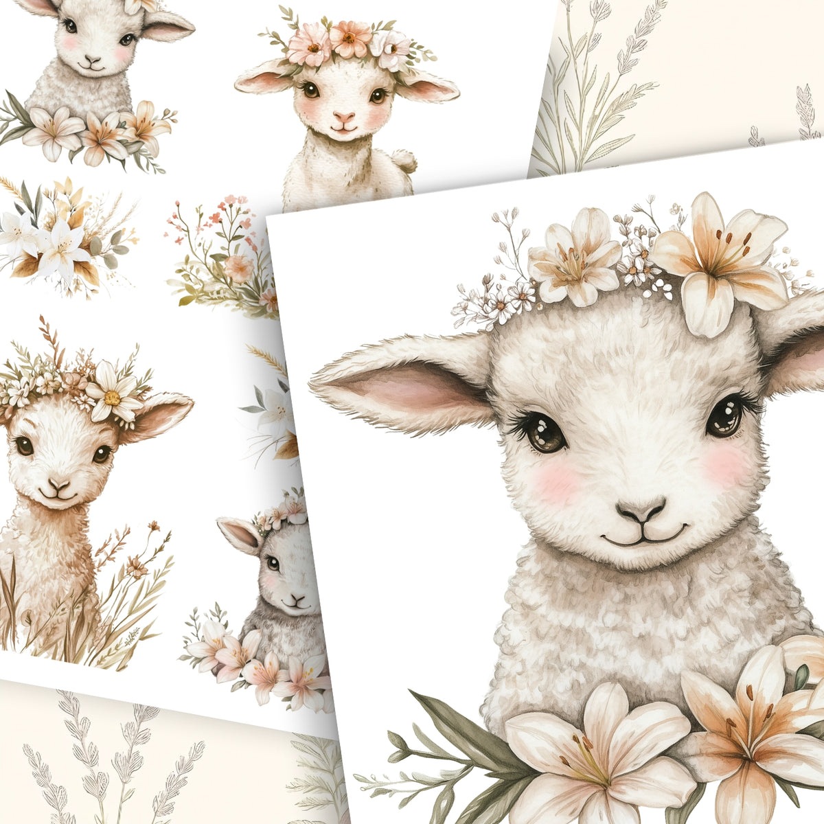 Lambs & Lilies Rub-On Transfer Set-Rub-on Transfer-Essential Stencil