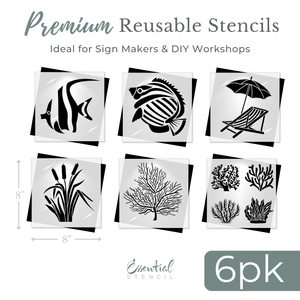 Coastal Mini Silhouettes (6pk)-Stencils & Die Cuts-Essential Stencil