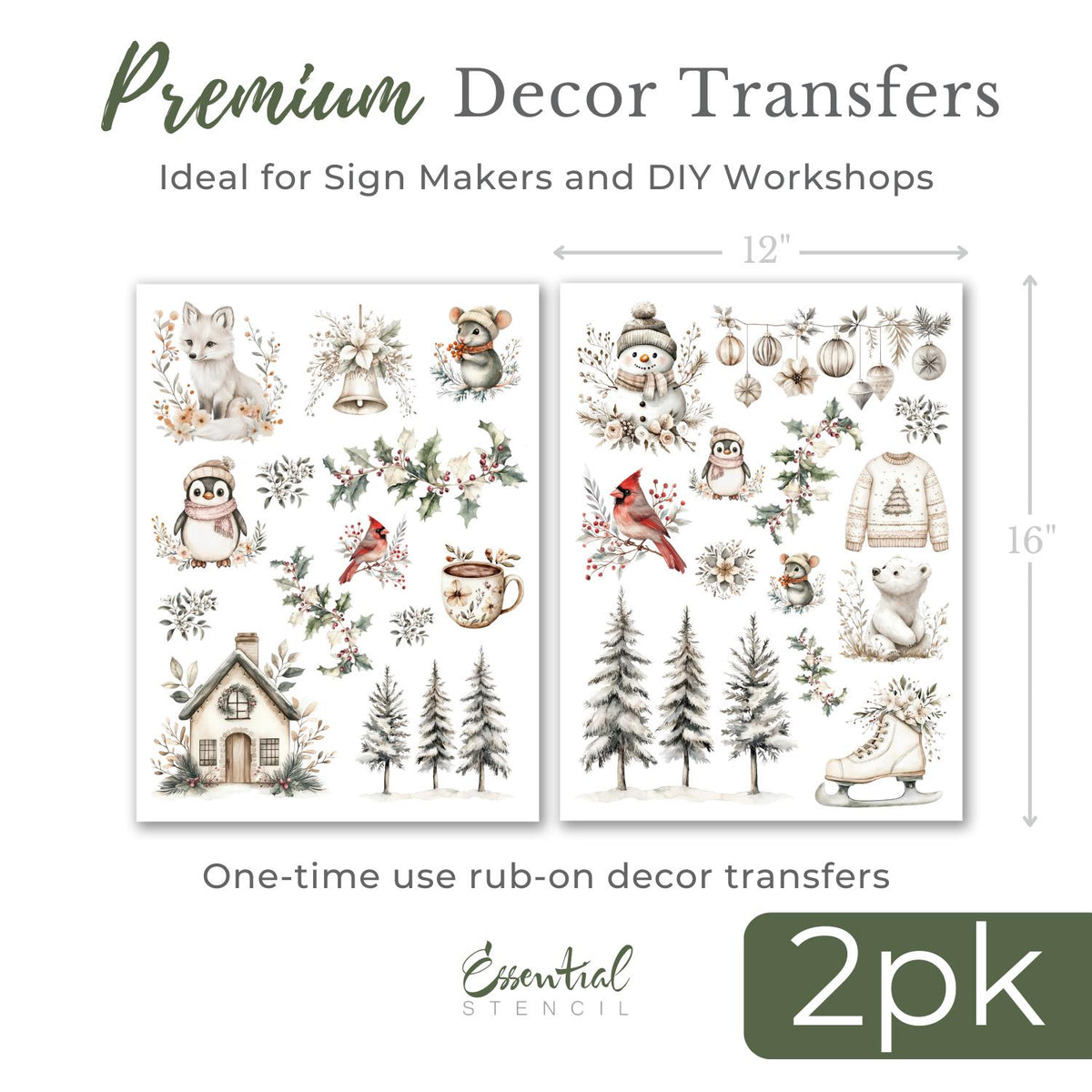 Christmas 2025 Rub-on Transfer Bundle-Rub-on Transfer-Essential Stencil