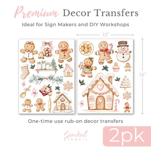 Gingerbread Bakery Transfer Set-Rub-on Transfer-Essential Stencil