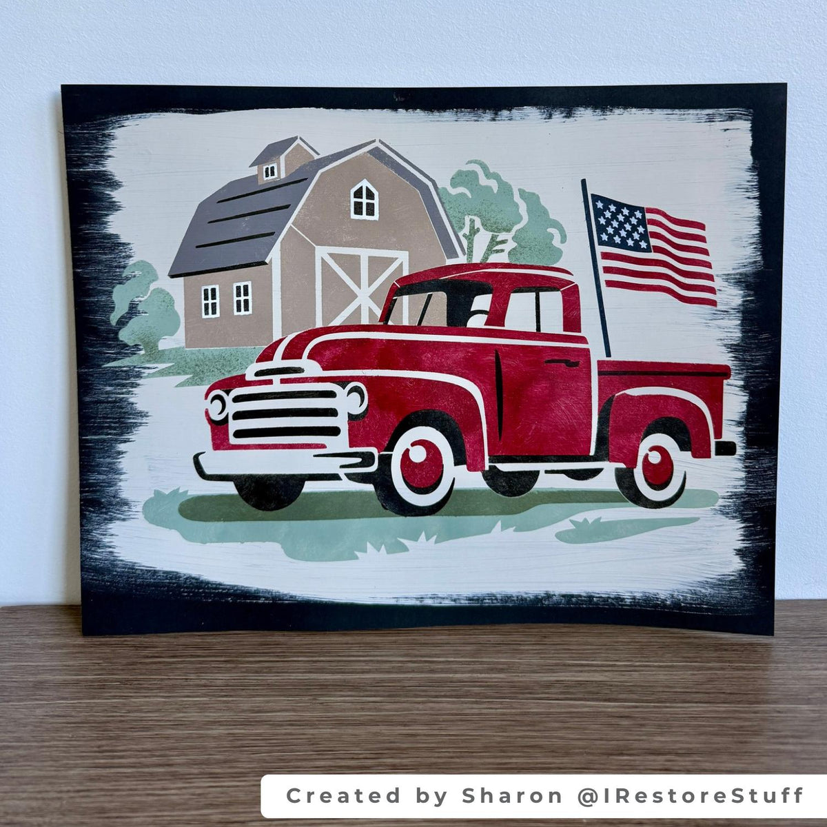Layering Patriotic Barn and Truck Stencil-Patriotic-Essential Stencil