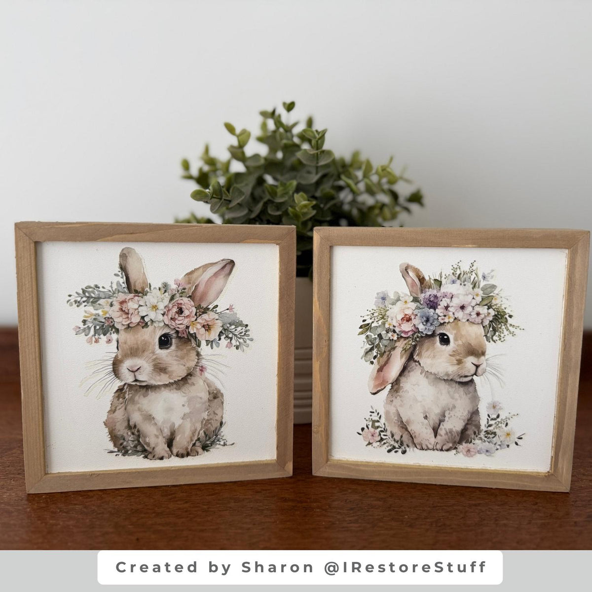 Vintage Floral Bunnies Rub-on Transfer-Rub-on Transfer-Essential Stencil