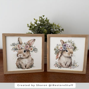 Vintage Floral Bunnies Rub-on Transfer-Rub-on Transfer-Essential Stencil