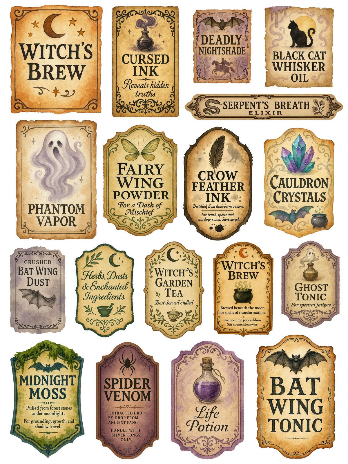 Vintage Apothecary Labels Rub-on Transfer Set-Rub-on Transfer-Essential Stencil