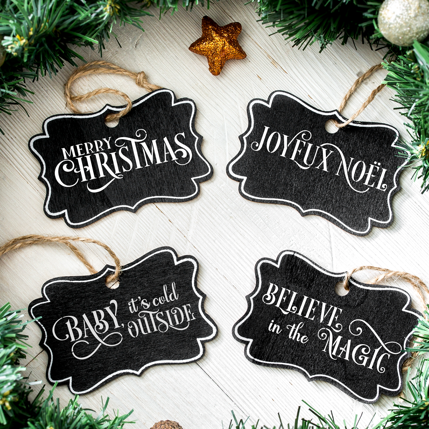 Holiday Script Christmas Stencil Set