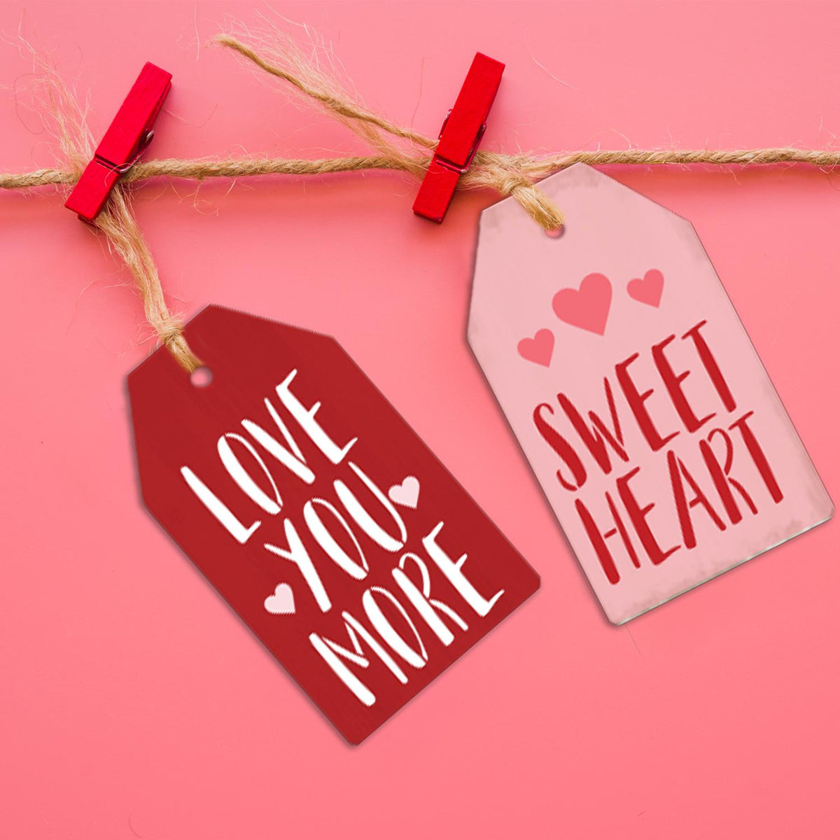 Love Mini Tags 3.5 x 6 (6pk) Stencil-Valentine-Essential Stencil