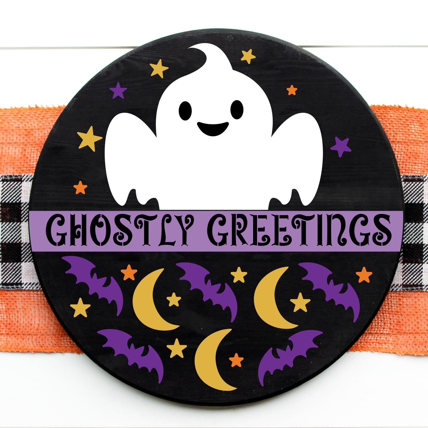 Ghostly Greetings Door Hanger Stencil-Halloween-Essential Stencil