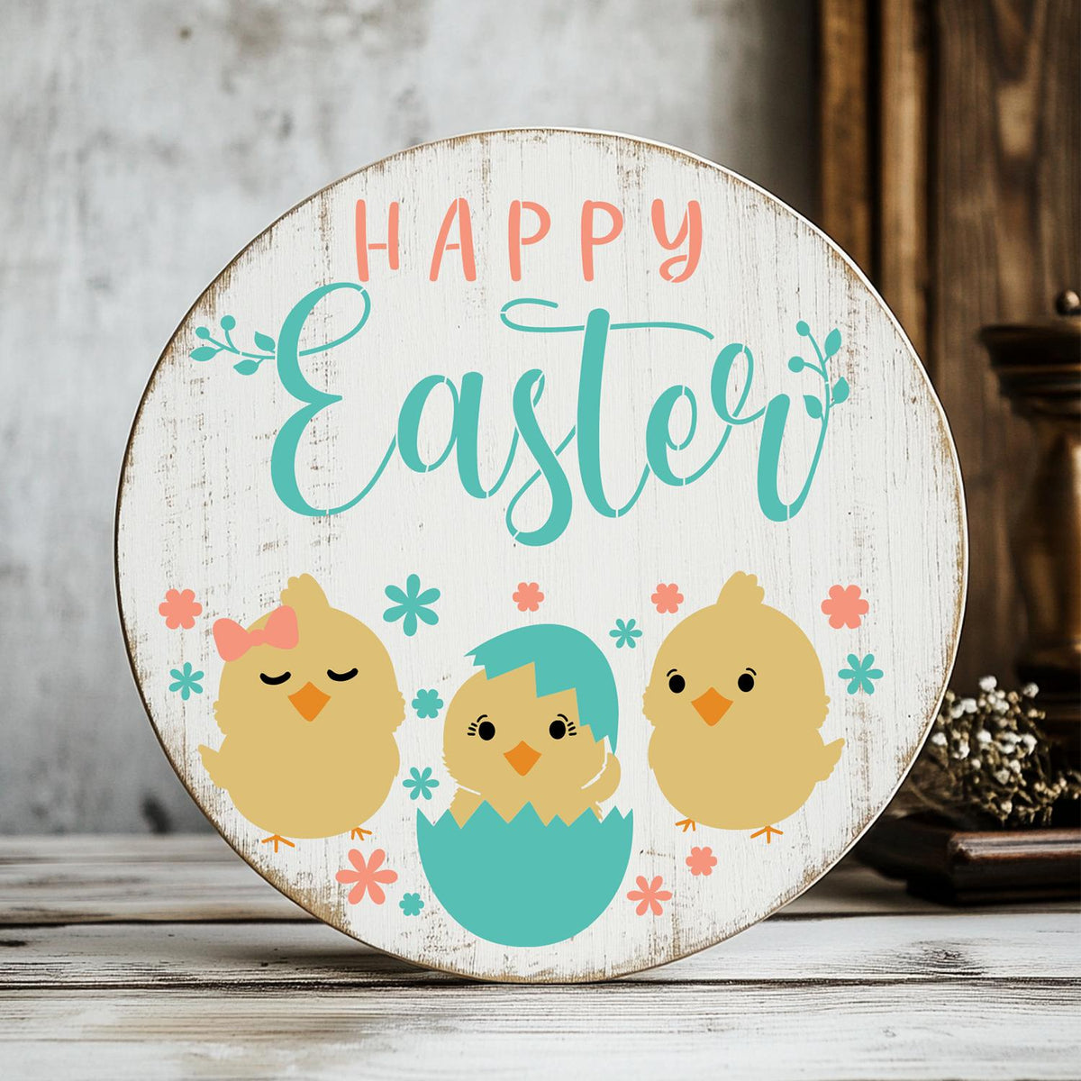 Happy Easter Chicks Door Hanger 16in Stencil-Easter-Essential Stencil