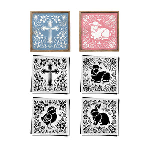Easter Tiles 8x8 (4pk) Stencil-Easter-Essential Stencil