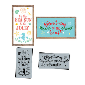 Christmas on the Coast Stencil (2 pack)-Wood Surface-Essential Stencil