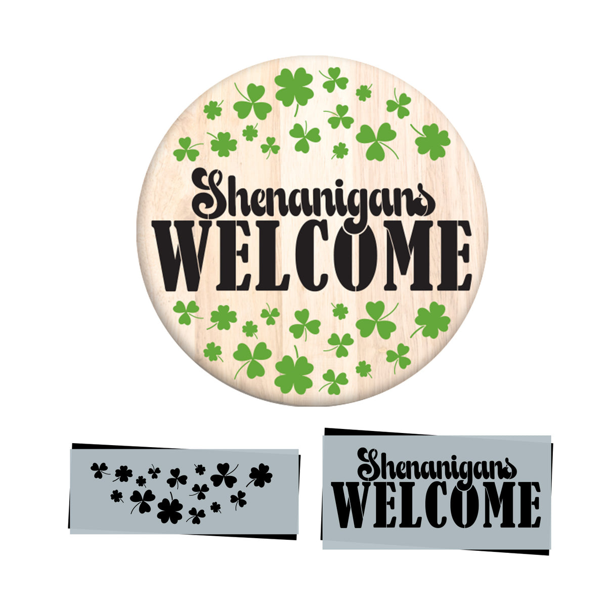 Shenanigans Welcome Door Hanger Sign Stencil-St. Patricks Day-Essential Stencil