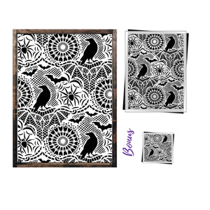 Gothic Lace & Spiderwebs Pattern Stencil-Halloween-Essential Stencil