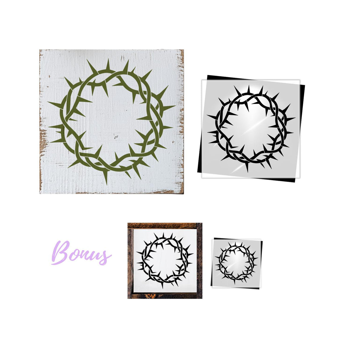 Crown of Thorns 12x12 + 6x6 bonus Stencil-Easter-Essential Stencil