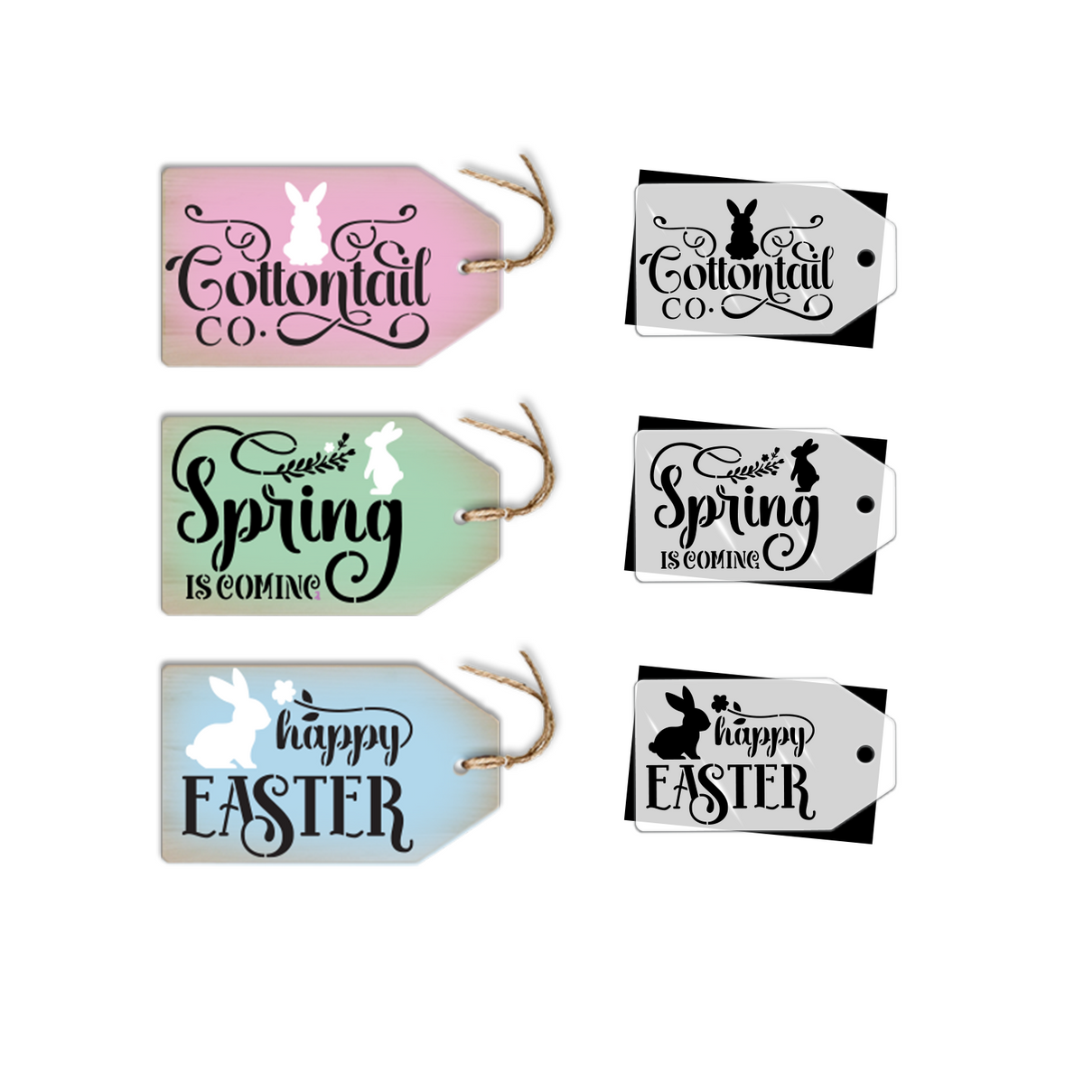 Cottontail Mini Tags 3.5x6 3pk Stencil-Easter-Essential Stencil