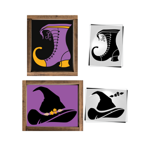 Witch Hat & Boot Silhouette Stencil (2pk)-Halloween-Essential Stencil