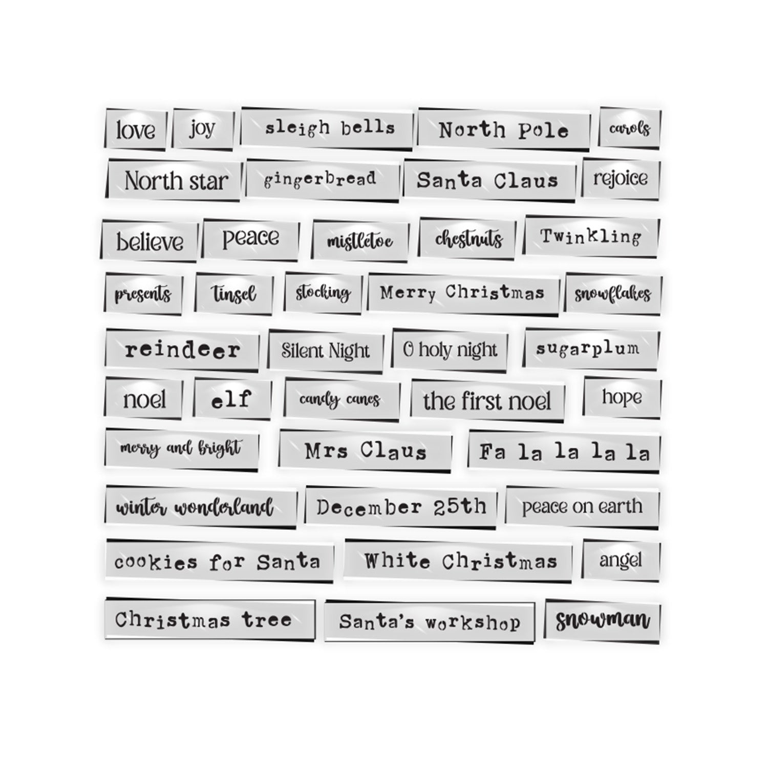 1-inch Christmas Words Stencil Set (40pcs)-Christmas-Essential Stencil