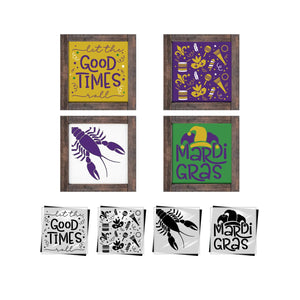 Mardi Gras 6x6 4pk Stencil-Mardi Gras-Essential Stencil