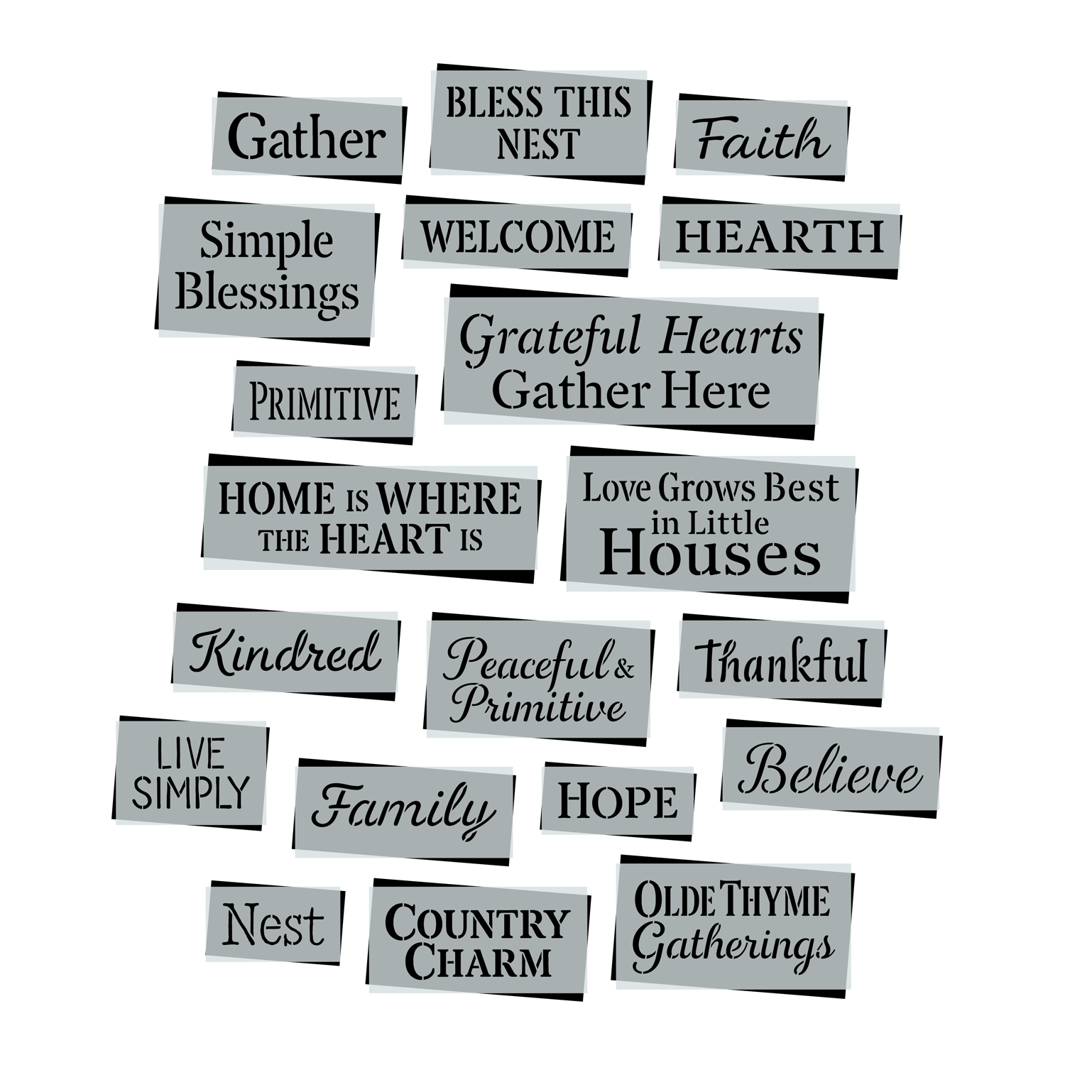 1 in Primitive Words Stencil Set-Fall-Essential Stencil