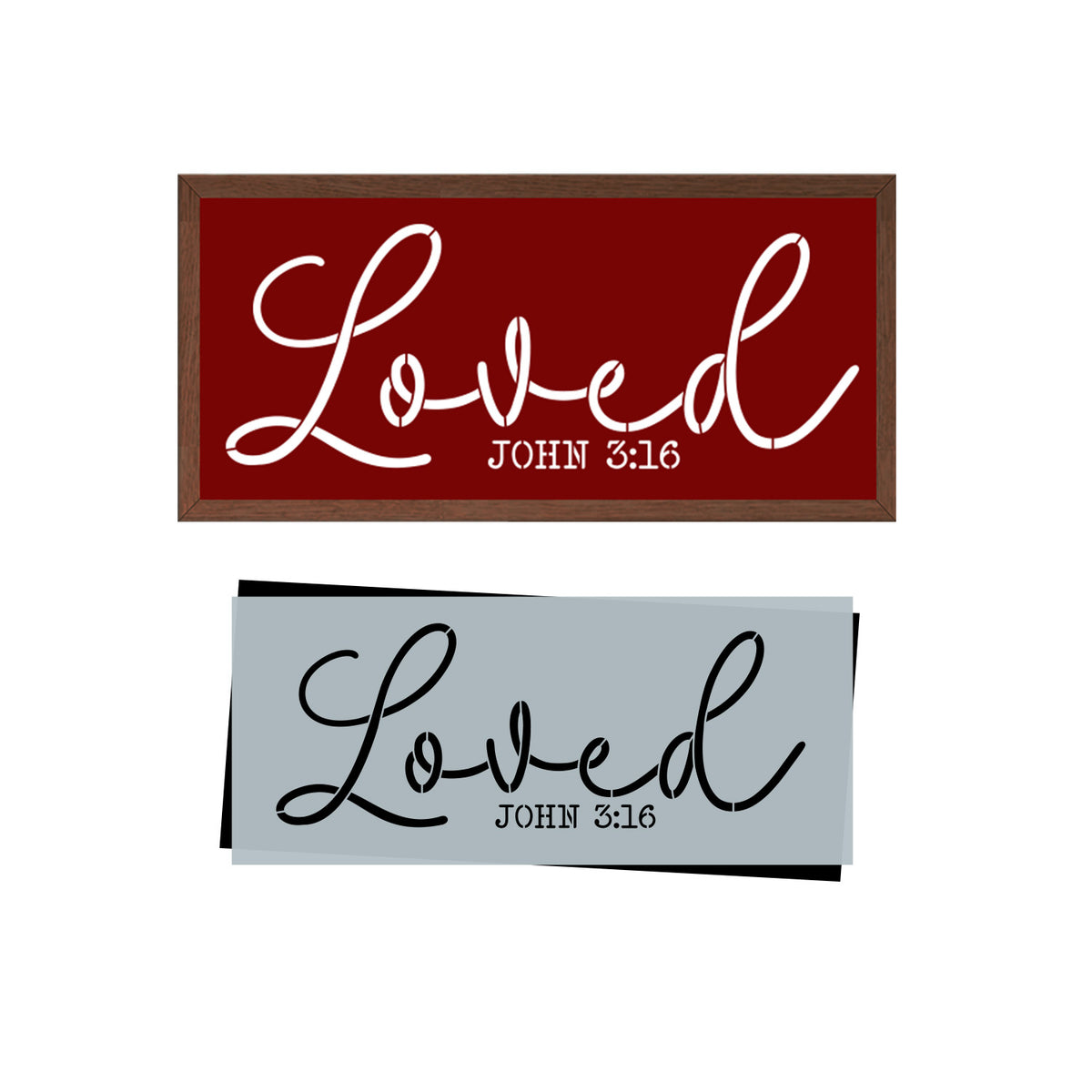 Loved John 3:16 Sign Stencil-Valentine-Essential Stencil