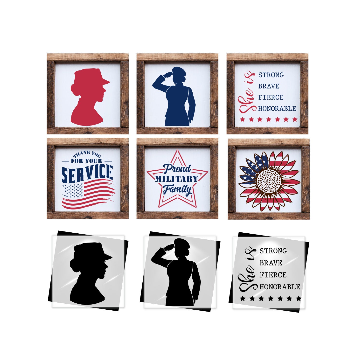 Women Veteran Mini Sign Stencils (6 Pack)-Patriotic-Essential Stencil