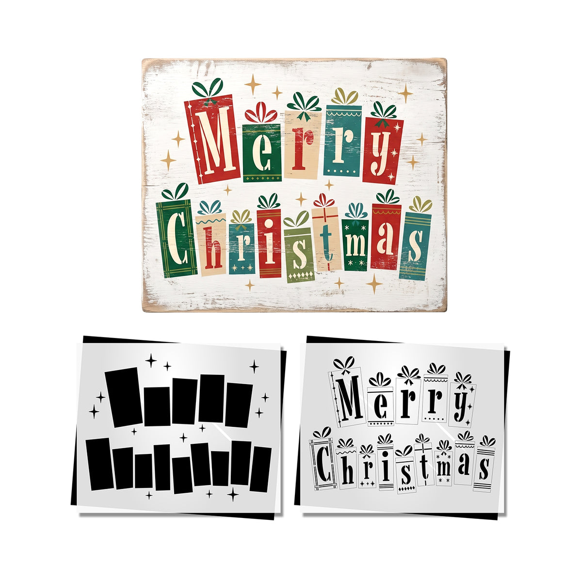 Mid-Century Merry Christmas Stencil