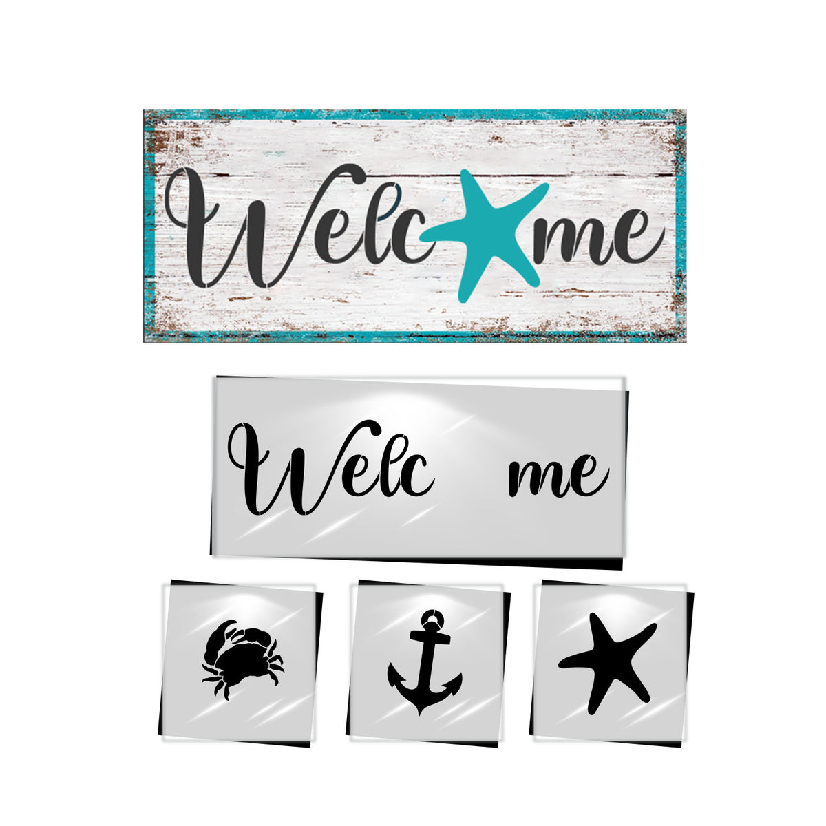 Customizable Coastal Welcome Stencil Set-Summer-Essential Stencil