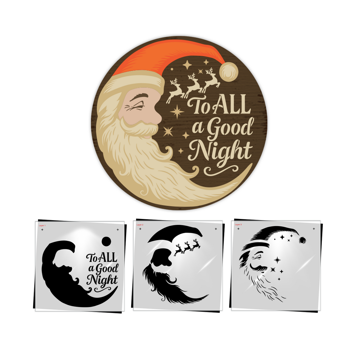 Vintage Santa Moon Layering Stencil-Christmas-Essential Stencil