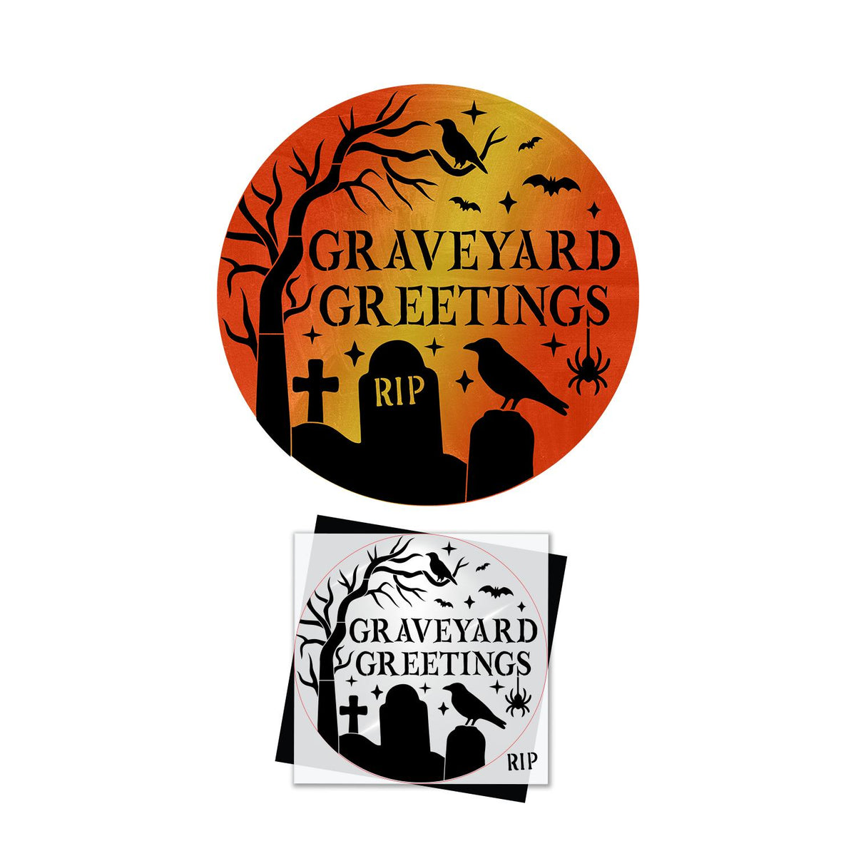 Graveyard Greetings Door Hanger Stencil-Halloween-Essential Stencil