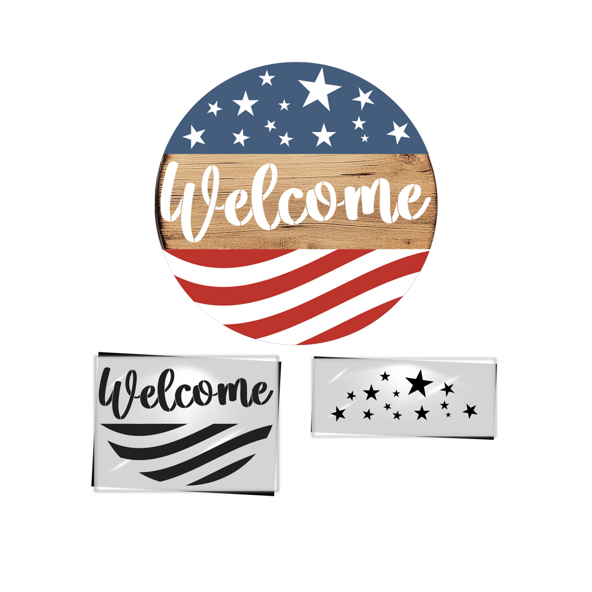 American Flag Welcome-Patriotic-Essential Stencil