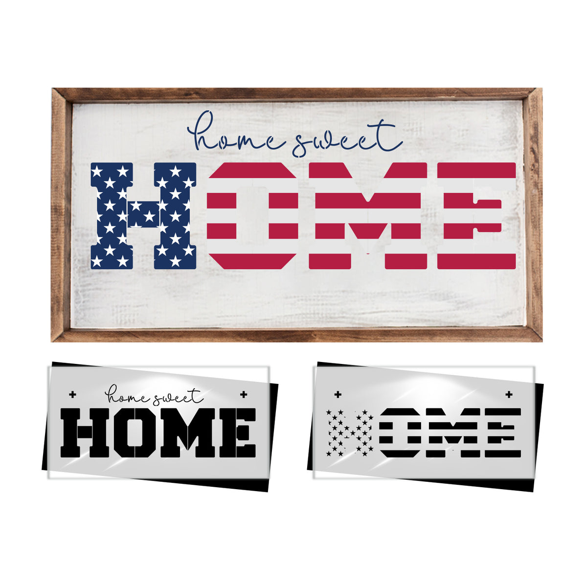 Patriotic Home Sweet Home Sign Stencil-Patriotic-Essential Stencil