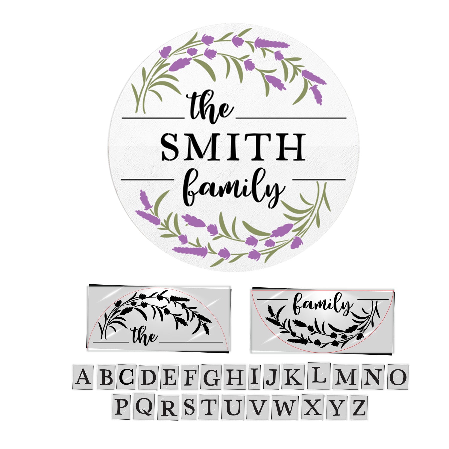 Customizable Family Door Hanger 16 inches Stencil Set - Essential Stencil