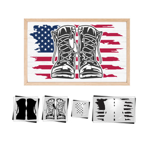 USA Flag and Boots Layered Stencil-Patriotic-Essential Stencil