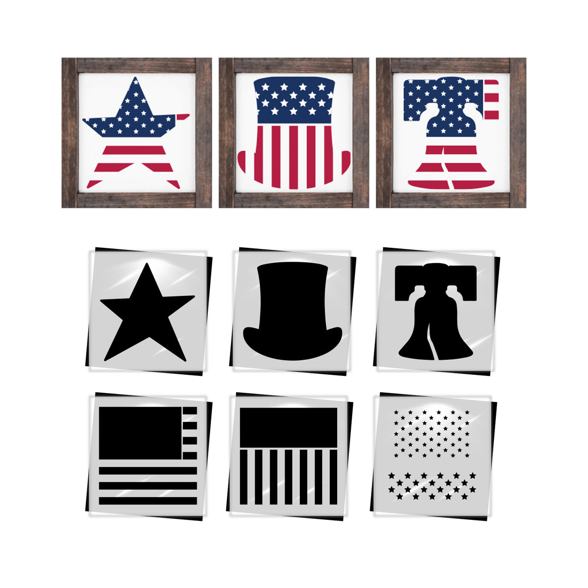 Patriotic Silhouettes Stencil Set (6pc)-Patriotic-Essential Stencil