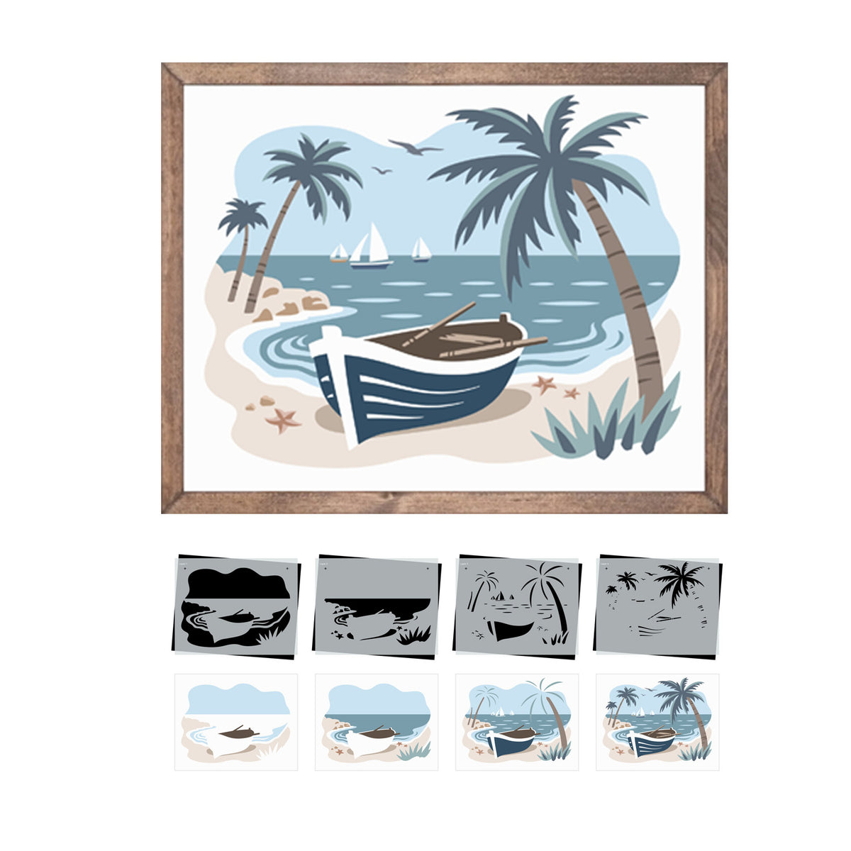Coastal Scene Layering Stencil-Summer-Essential Stencil
