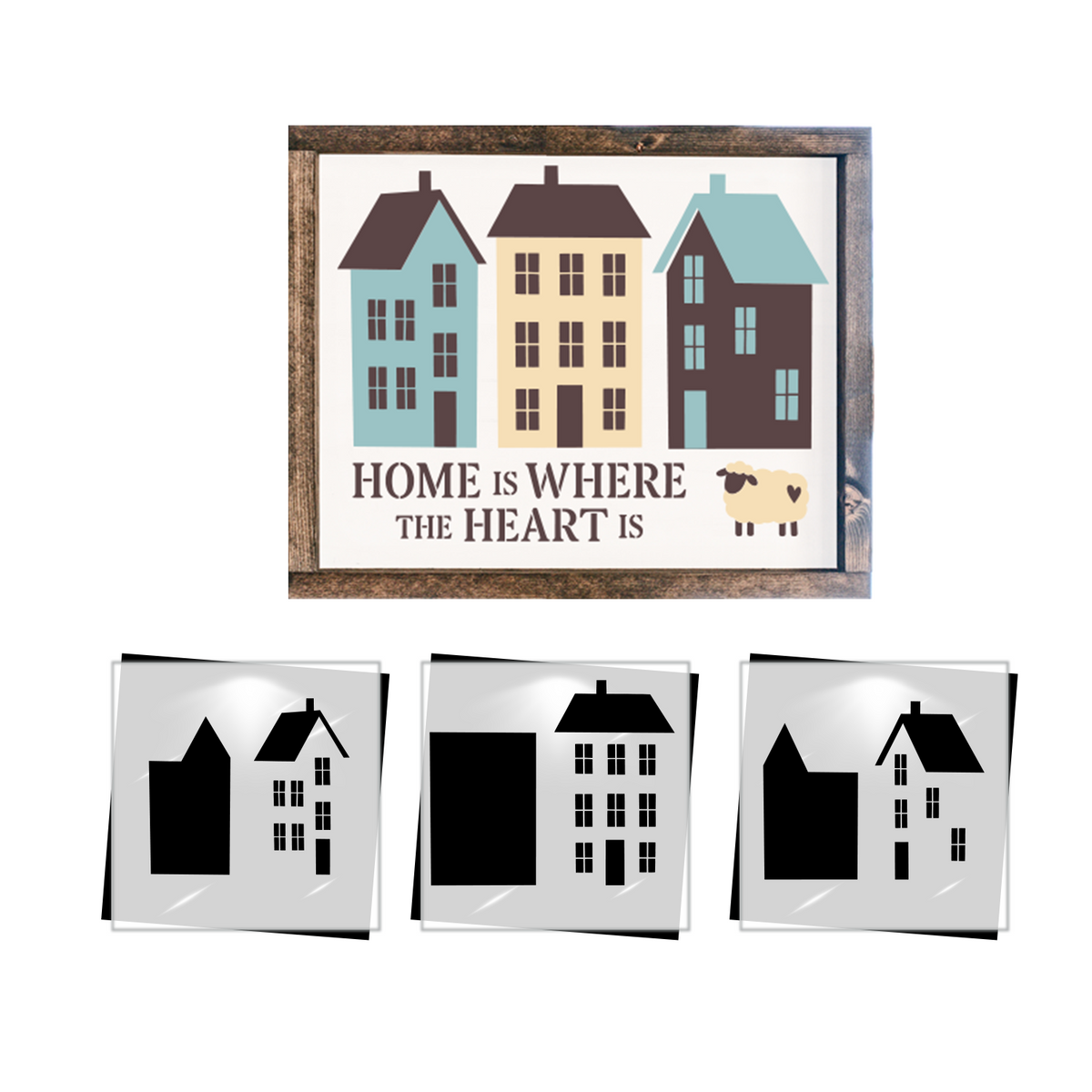 Saltbox Houses 12x12 Stencil-Fall-Essential Stencil