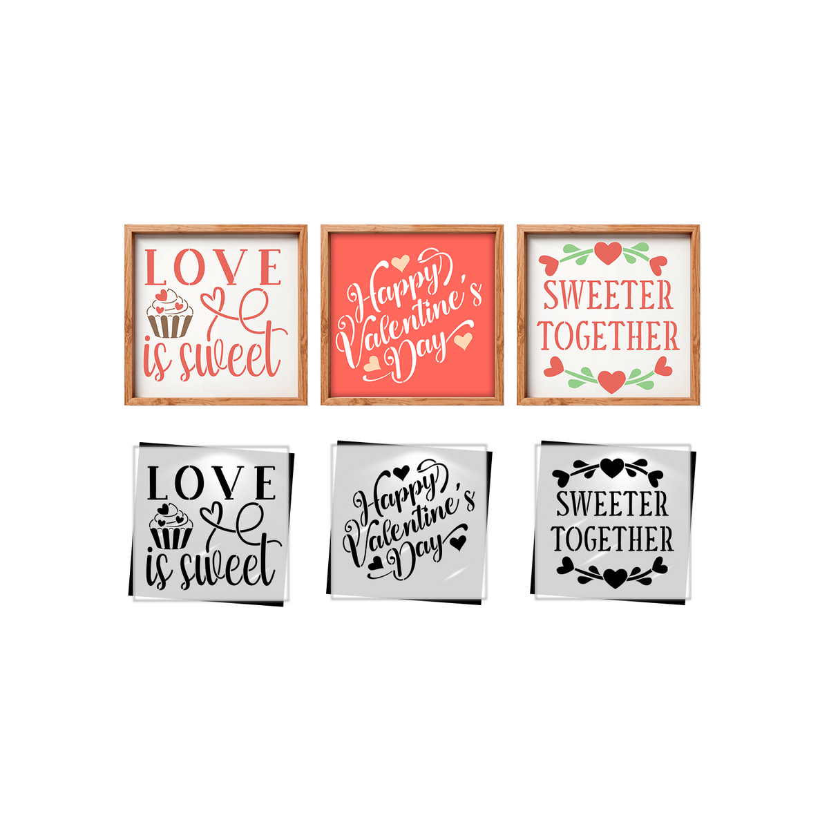 Love is Sweet Mini Stencil 3pk-Valentine-Essential Stencil