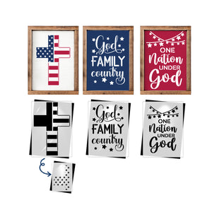 God Family Country Stencil Set (3 Pack)-Patriotic-Essential Stencil