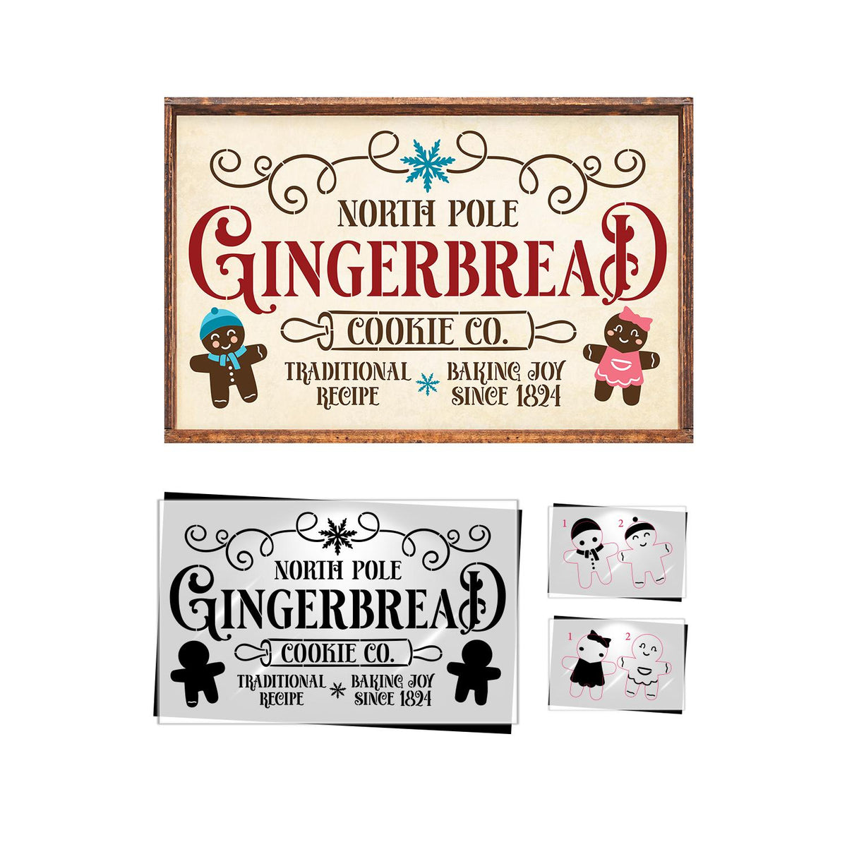 Gingerbread Bakeshop Stencil 16X10 Stencil-Christmas-Essential Stencil