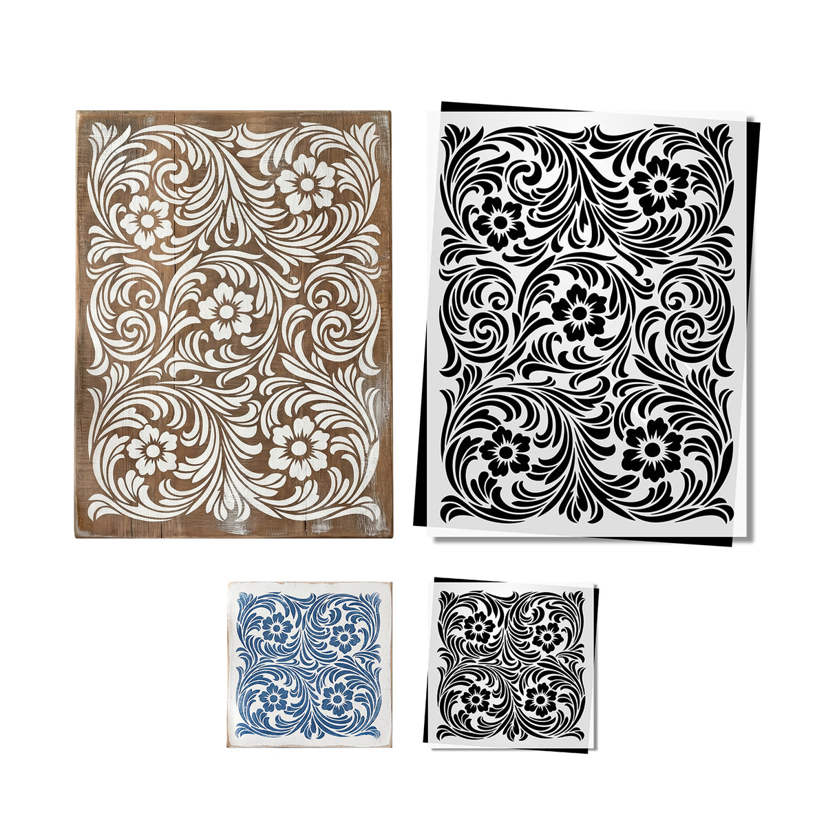 Tooled Leather Pattern + bonus-Home-Essential Stencil