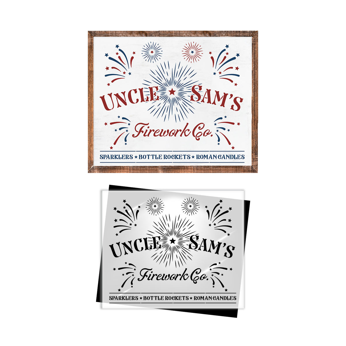 Uncle Sam's Firework Co Sign Stencil-Patriotic-Essential Stencil